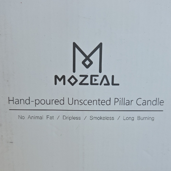 Green Hand-Poured Unscented Pillar Candle - Picture 3 of 4